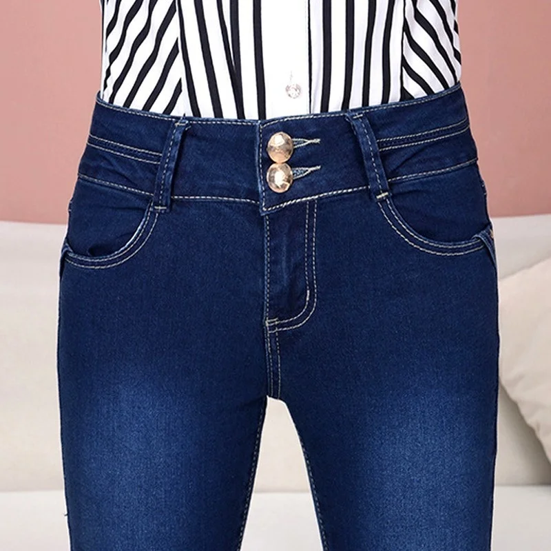 

MIND FEET Women Jeans Slim Multi-size Female Stretch Denim Flares Pants Breathable High Quality Fashion Bell Bottom Trousers