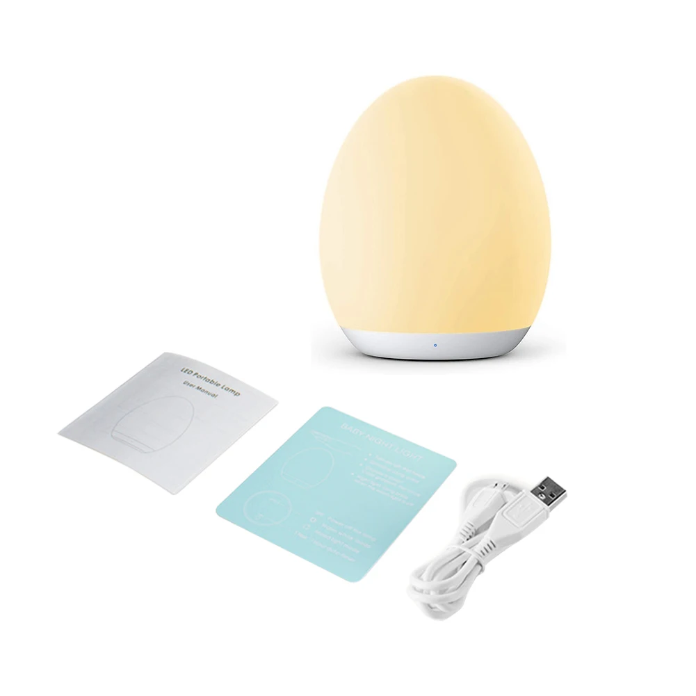 

USB Rechargeable Bedroom Silicone Touch Control Kids Room Night Light Practical Battery Powered With 256 Colors Changing