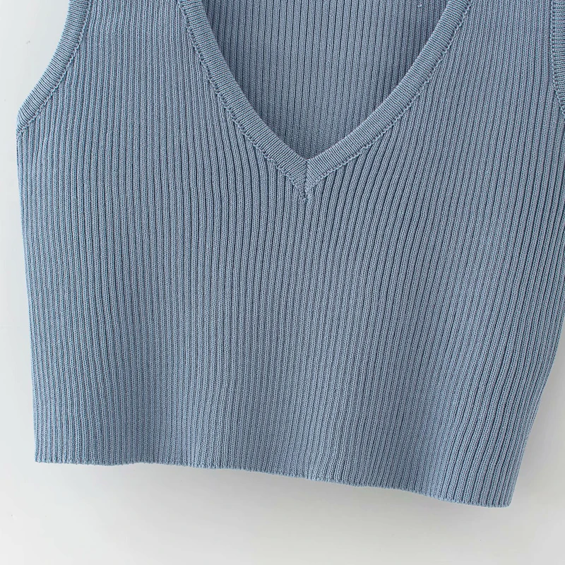 

Summer women's vest casual solid color knitted short vest