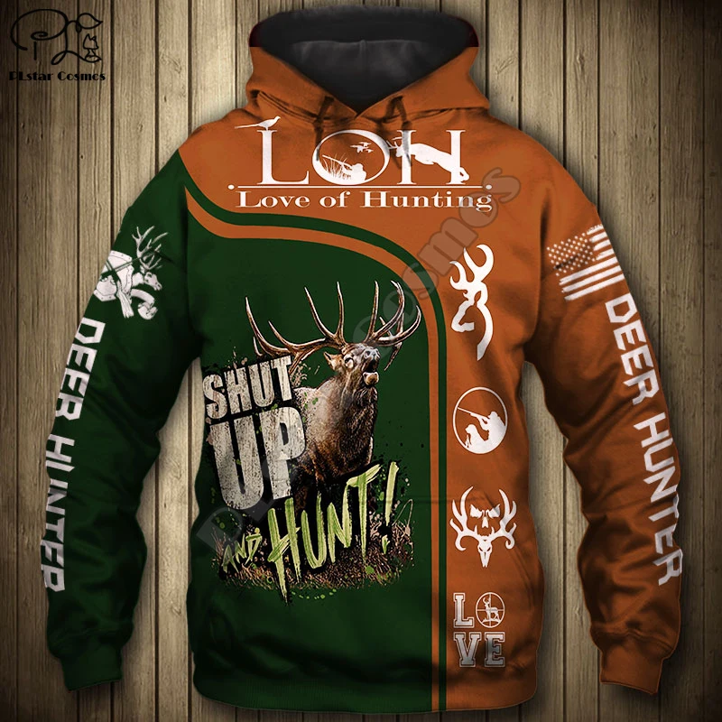 

Men women 3d hoodies New Love of Deer Hunting print Sweatshirt zipper unisex casual Pullover autumn spring young jacket coat 04