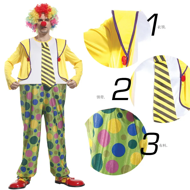 

Halloween Carnival Costumes Adult Funny Circus Clown Costume Naughty Joker Jester Uniform Fancy Dress Cosplay for Men