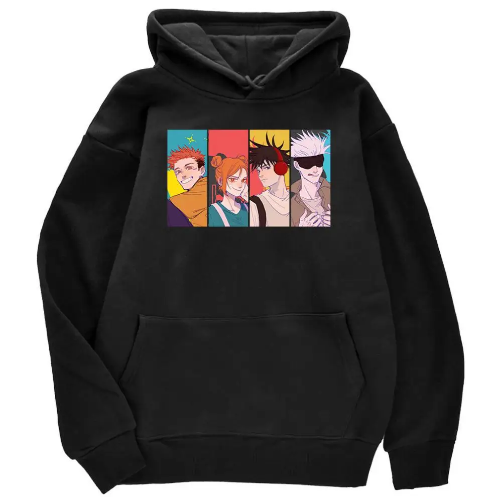 

New Anime Jujutsu Kaisen Gojo Satoru Itadori Men Hoodie Hip Hop Loose Fleece Male Clothes Sweatshirt Unisex Streetwear Tees Tops