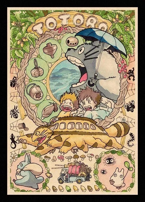 Прекрасный JL Hayao Miyazaki Японские Аниме Ретро постеры крафт-бумага
