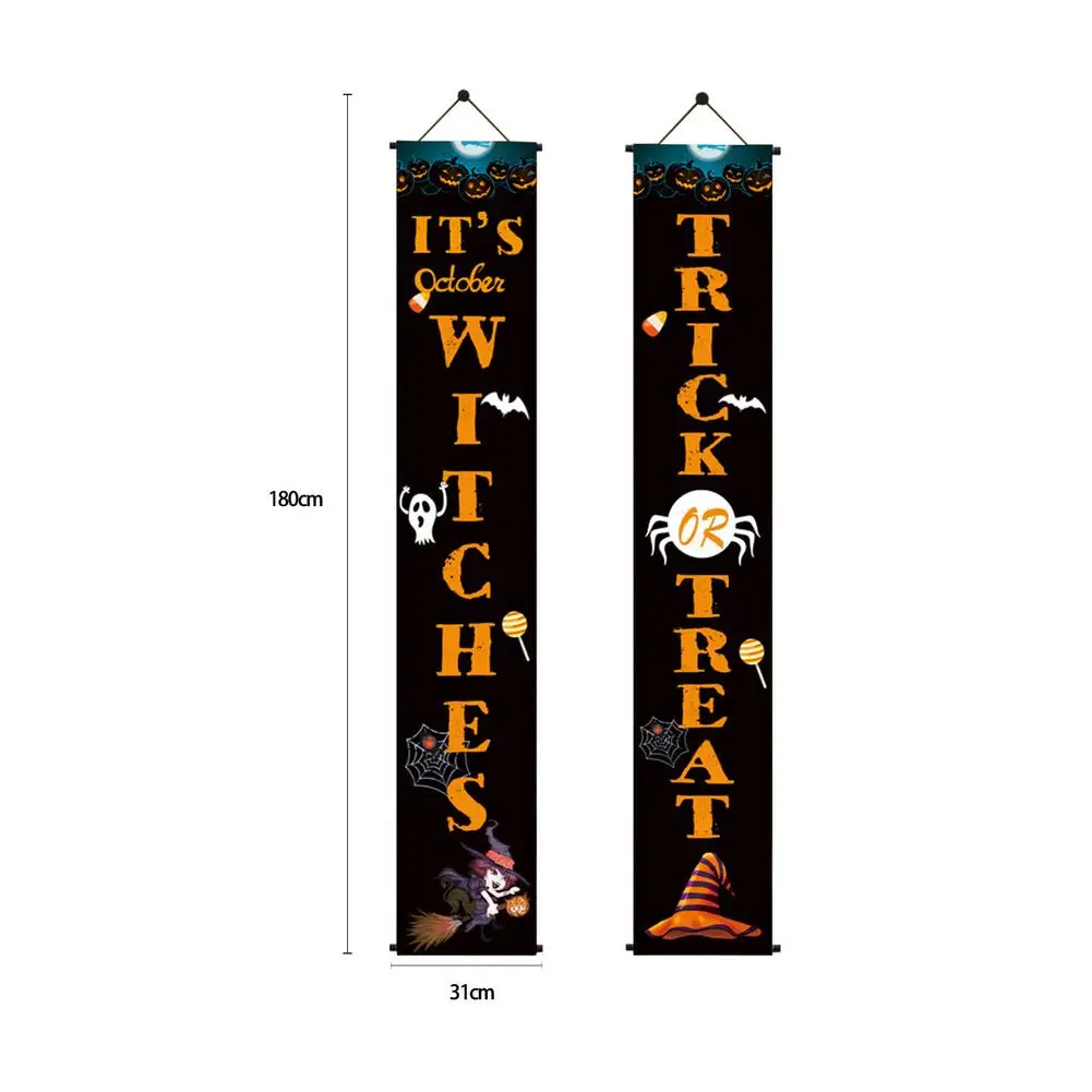 

2021 Large Size Creative Halloween Deco Couplet Banner Holiday Celebration Banner Door Curtain Garden Yard Decoration 180x31cm