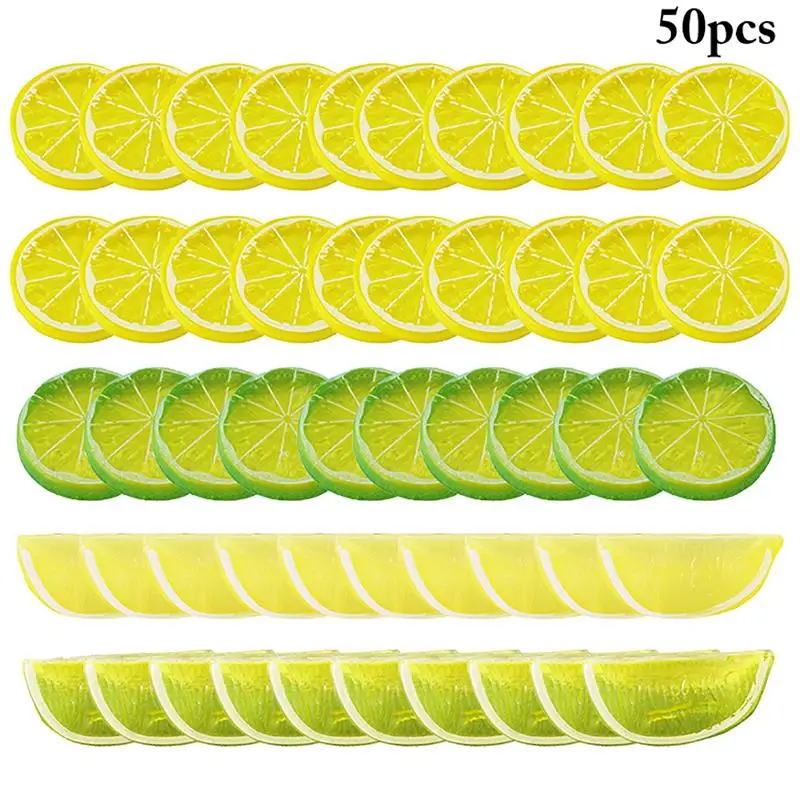 

50Pcs Lifelike Simulation Lemon Prop Fake Fruits Lemon Slice Fruit Slice Photography Props Home Decor Accessories
