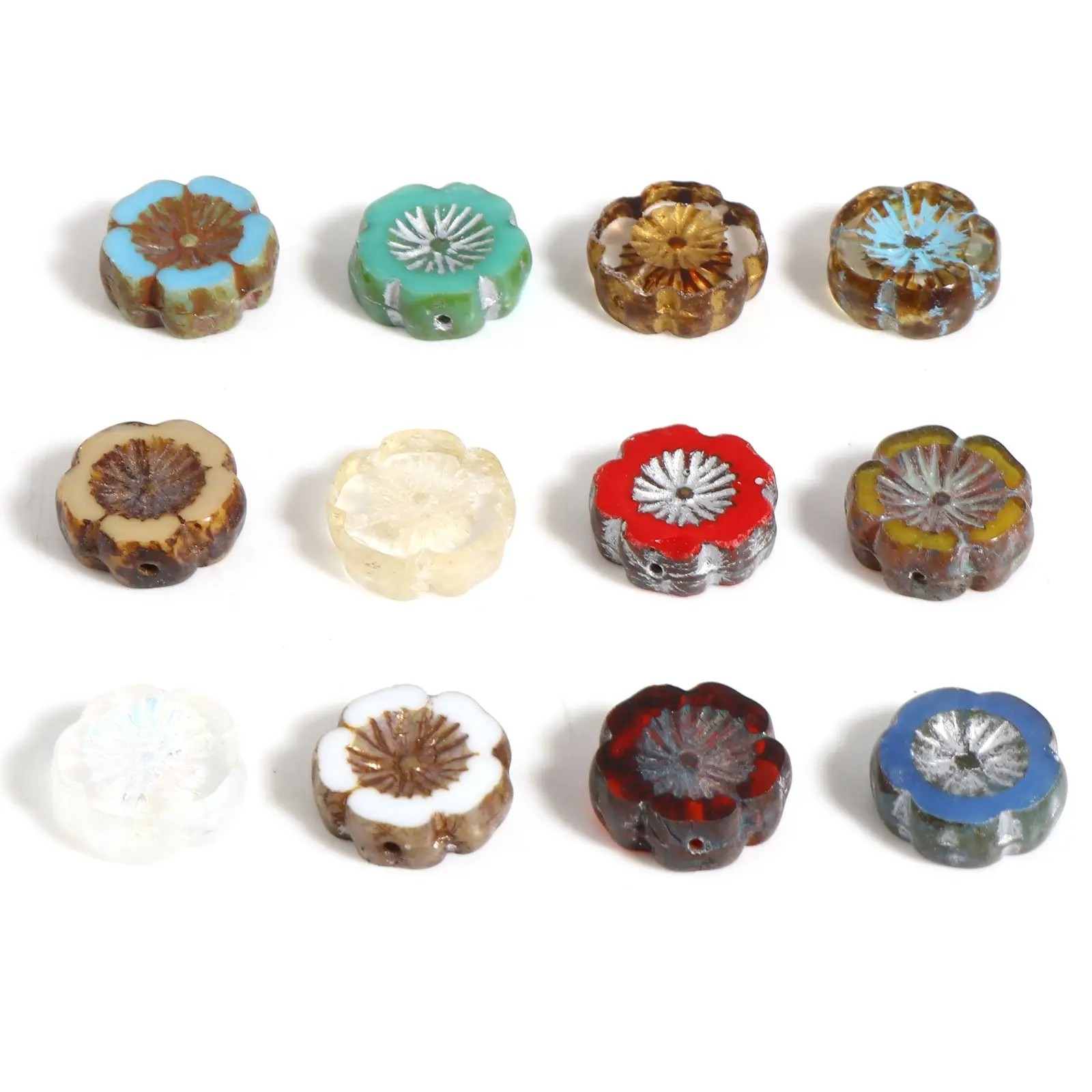 

2 шт., Винтажные бусины в чешском стиле, 15 х14 мм