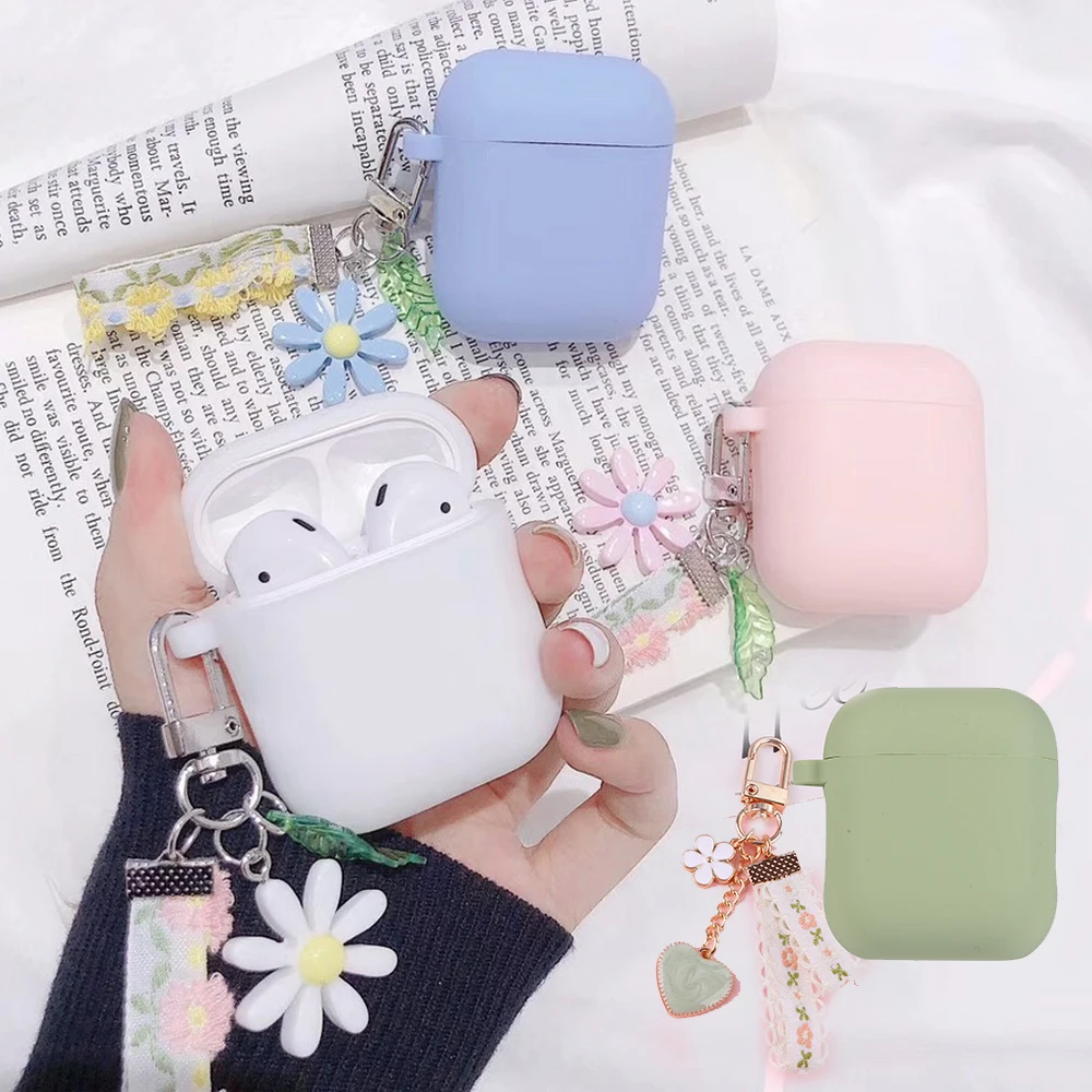 Чехол для Airpods sFor AirPods 2 роскошный корейский кружевной чехол с ромашками и цветами