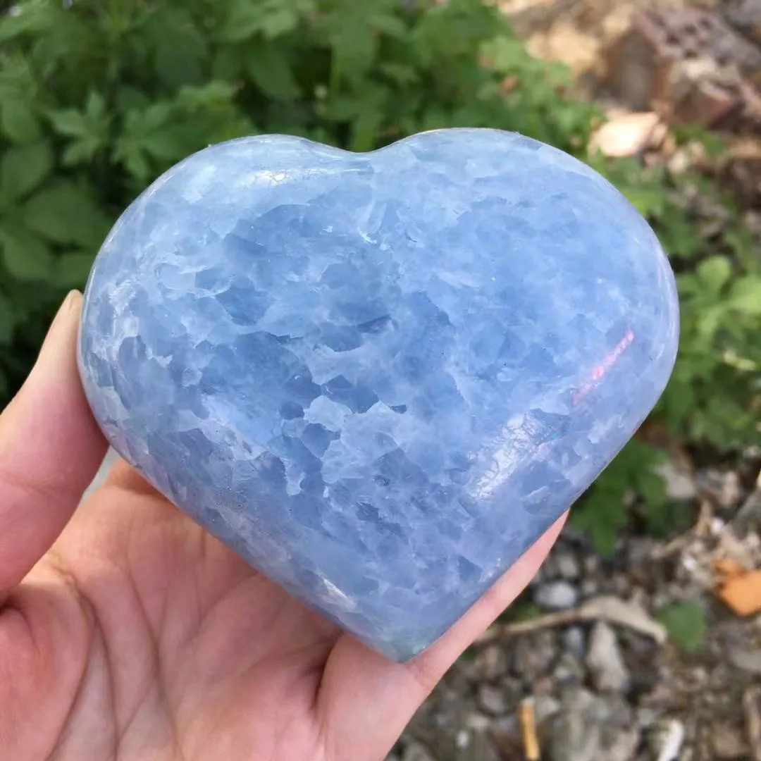 

Natural Crystal Heart Hand Made Celestite Quartz Gemstones Chakra Stone Hearts Balancing Collector Crystals Reiki Healing