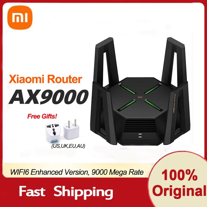 

Xiaomi AX9000 WIFI6 Router AIoT Tri-Channels Enhanced Version Quad-Core CPU 1GB RAM 4K QAM 12 Signal Amplifiers With EU Adapter