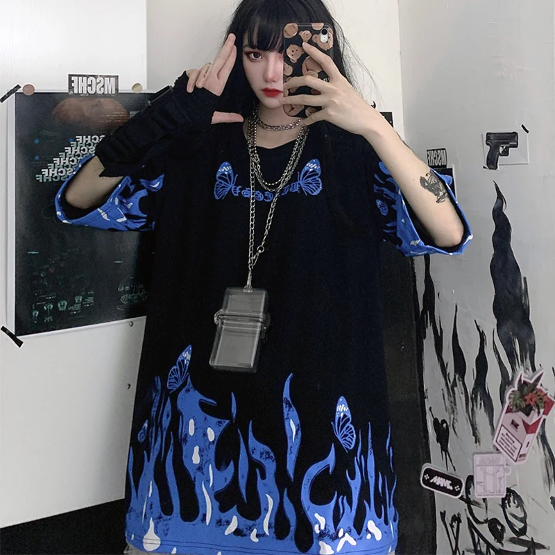 Женская футболка с круглым вырезом Harajuku летняя свободная коротким рукавом и