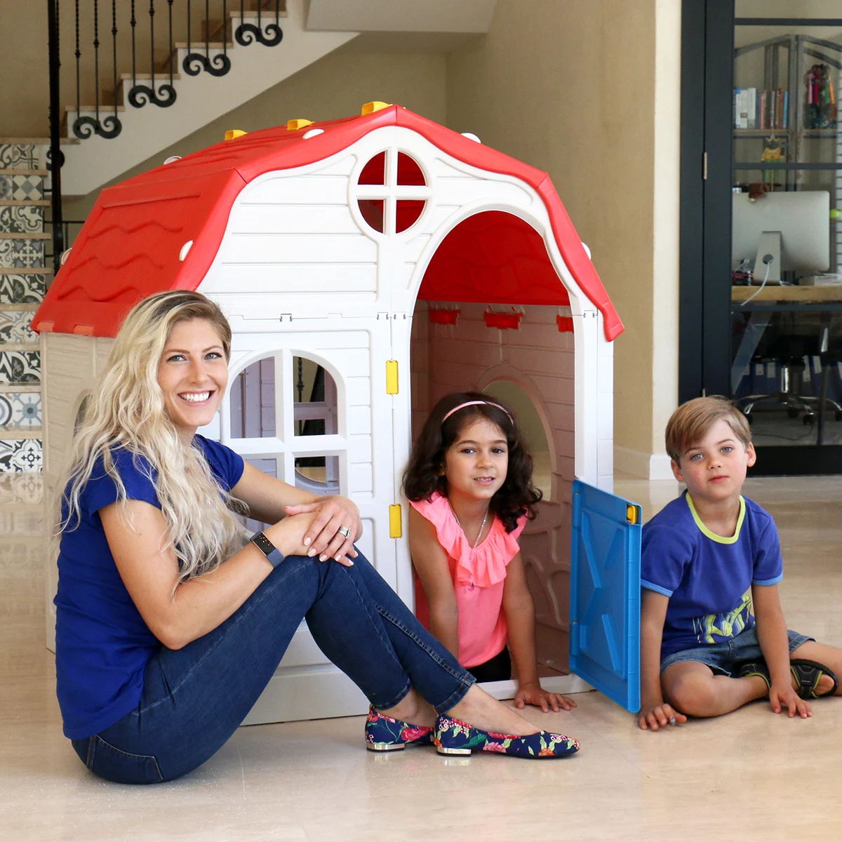 Costway-casa de juegos de pl&aacute;stico plegable para ni&ntilde;os, juguete para interior y exterior, port&aacute;til-2
