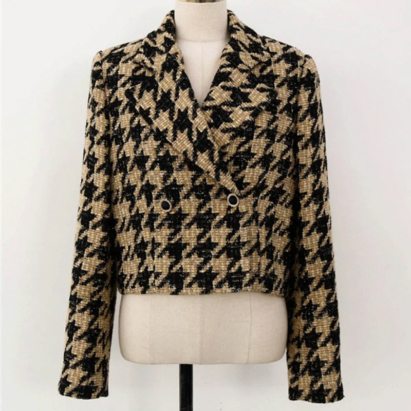 Женский блейзер короткий топ в клетку Осень-зима 2021 JK1292