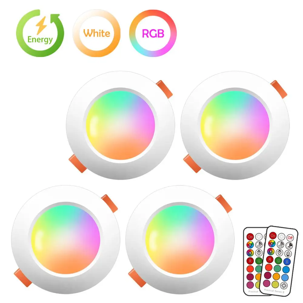 RGB точечный светодиодный потолочный светильник утопленный комнатный с цветной