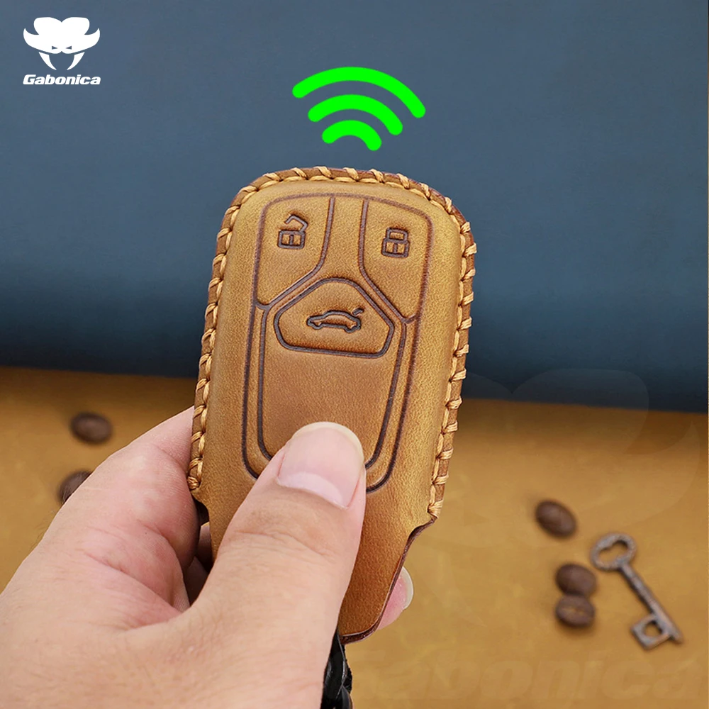 Leather Car Key Case For Audi A1 A3 A4 A5 A6 A7 A8 B9 Q5 Q7 R8 S5 S7 Q8 TT RS Remote Fob Shell Cover Protector Keyless Bag | Автомобили и