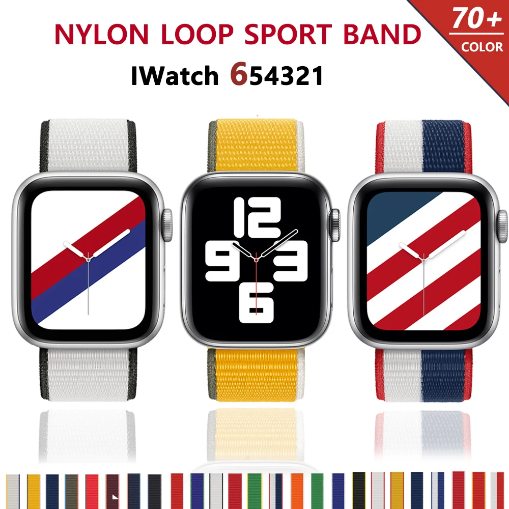 

Strap For Apple Watch band 44mm 40mm 42mm 38mm Smartwatch Watchband correa Sport Nylon Loop belt Bracelet iWatch Series 4 5 SE 6