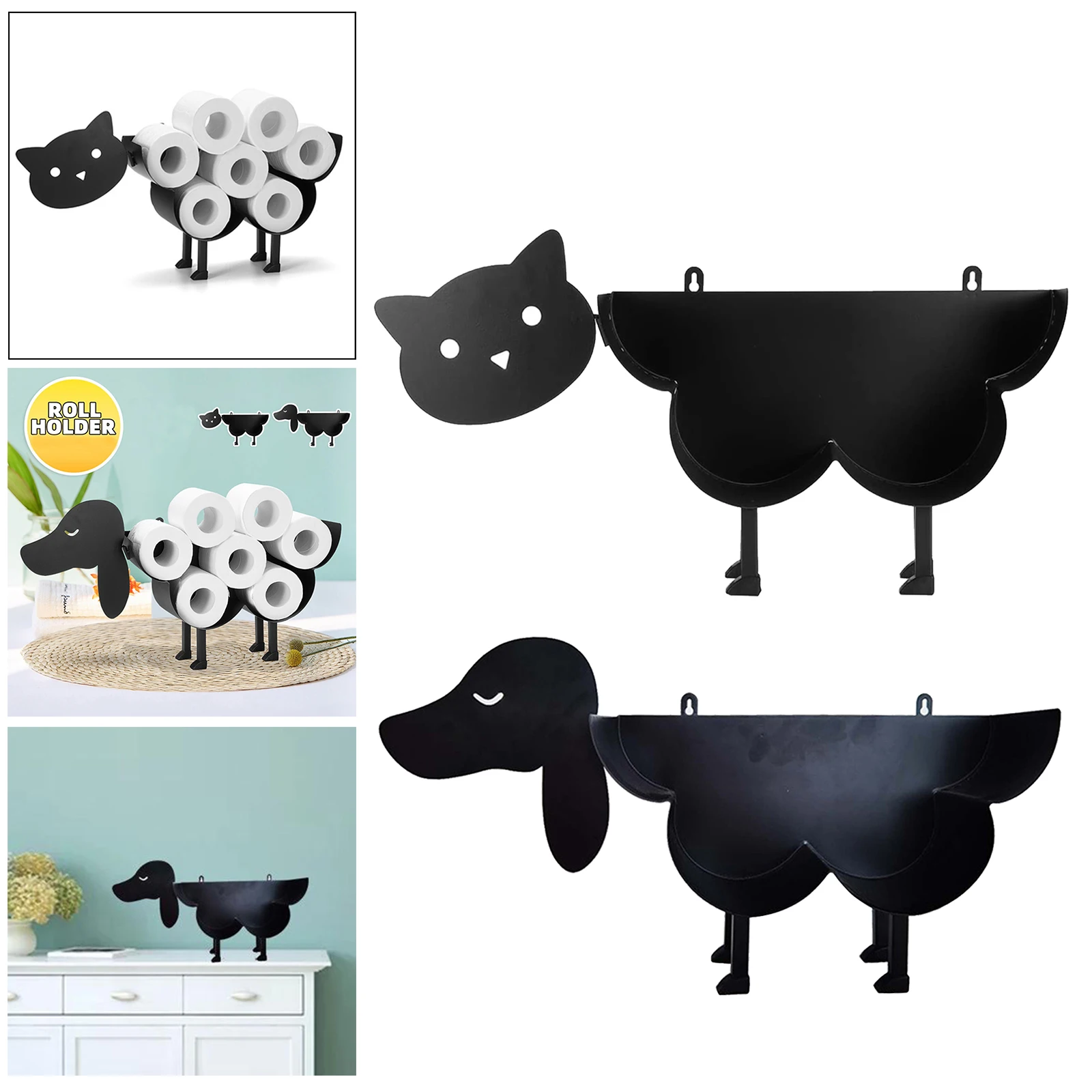 

Wall Mounted Creative Animal Toilet Paper Rolls Holder Metal Freestanding