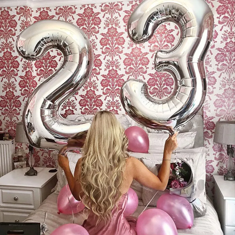 2 шт. 32/40 Дюймов серебряная фольга Цифровой шар 19 номер hday вечерние свадебные Для