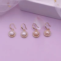 allnewme 2021 new fashion multiple genuine pearl drop dangle earrings for women shinning rhinestones geometric earring brincos