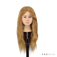 Mannequin-Head 50CM 100% Human Hair Blond Training Head  Female Hairdressing Practice Training Doll Head  Wig Head