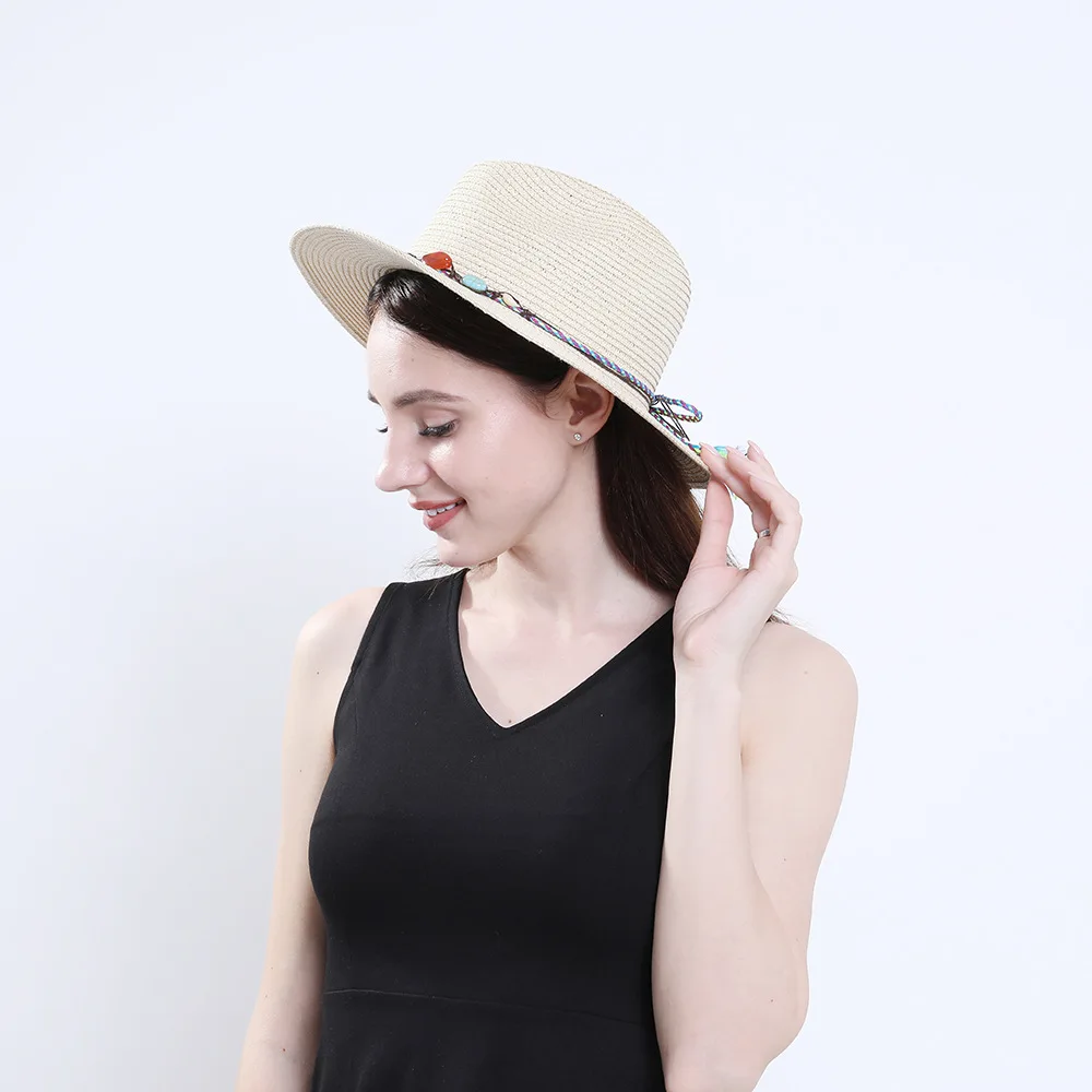 

Women's Hat Summer Wide Brim Straw Hats Big Sun Hats UV Protection Panama floppy Beach Hats Ladies hat chapeau femmel Fedoras