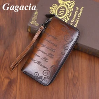 gagacia vintage long wallet new luxury handmade wallets for women genuine leather purse clutch female billetera mujer carteira