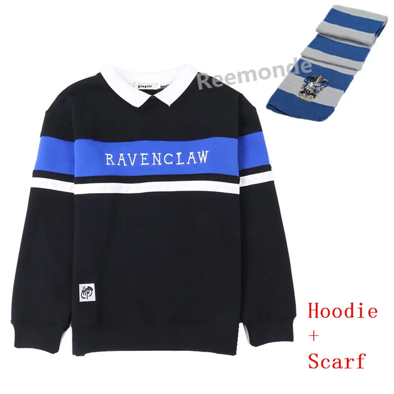 Толстовка Униформа Слизерин Hufflepuff джемпер Косплей Ravenclaw Толстовка костюм Толстовка и штаны Гриффиндор джемпер свитер униформа - Цвет: hoodie scarf