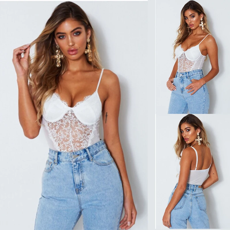 Сексуальное Кружевное боди эластичное трико майка без рукавов бюстгальтер