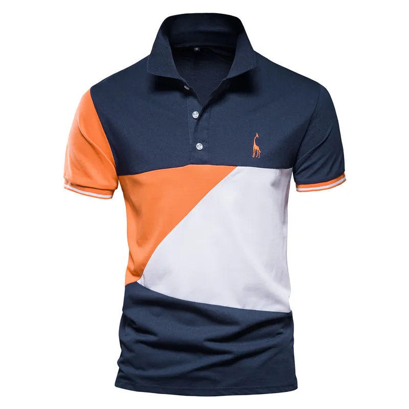

High Quality Men's Polo Shirt Business Casual Short Sleeve Shirt Stand Collar Embroidered Polo Shirt Summer Stitching Top
