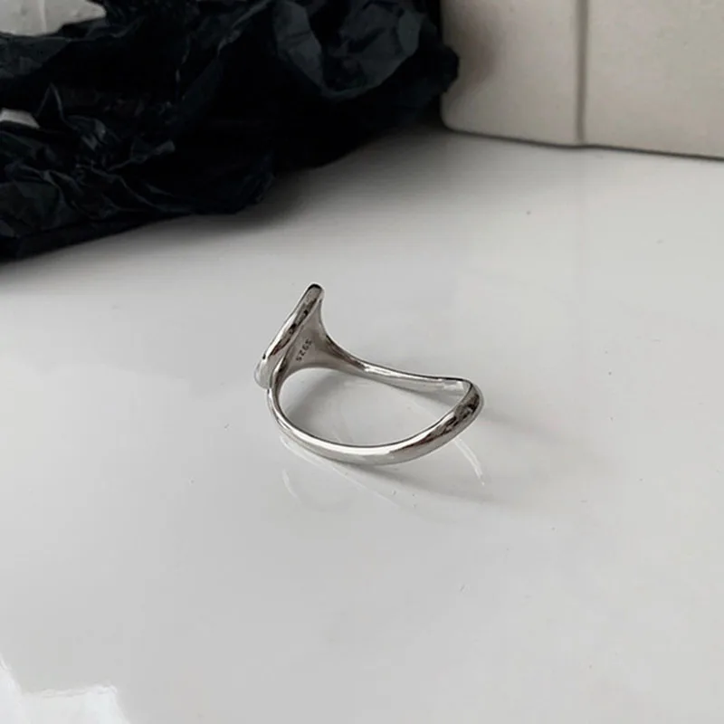

BLACK ANGEL 925 Sterling Silver Rings INS Fashion Charm Women Vintage Irregular Simple Geometric Double Finger Jewelry Gifts