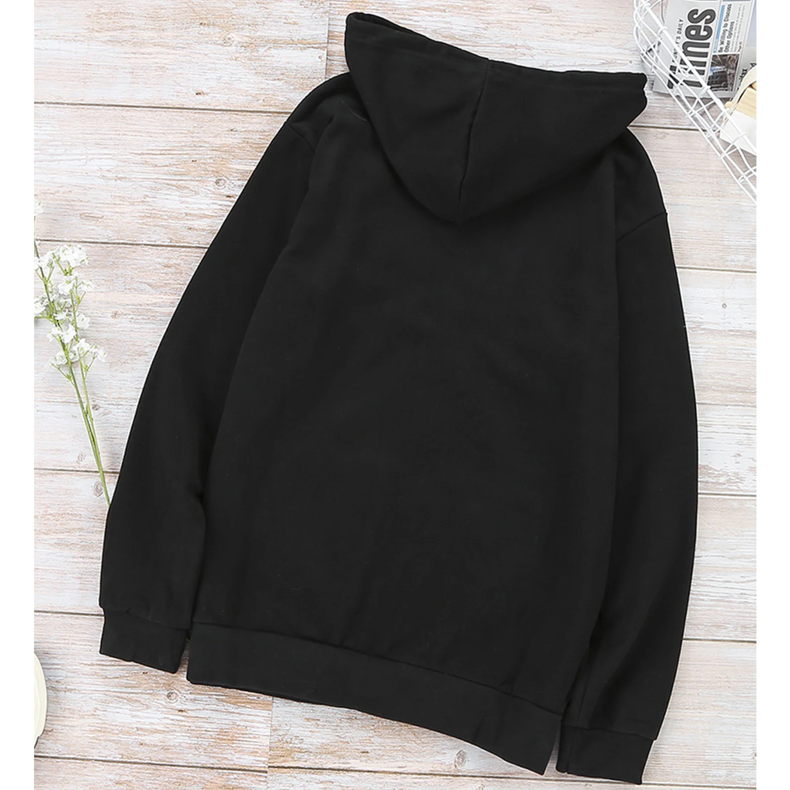 

2020 Women Autumn Winter Solid Color Zip Closure Hooded Coat Jacket Drawstring Hoodie Women's Clothing