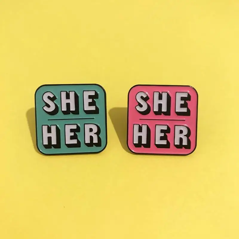 

Sale She/Her Enamel Pins Pink Pronoun Pin Brooches Fashion Metal Medal Lapel Badges Backpack Jewelry Accessories 2021