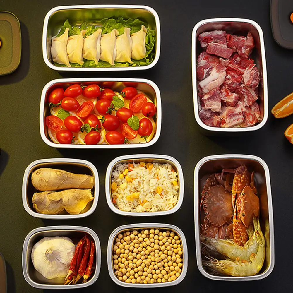 

Stainless Steel Bento Box Leakproof Food Grade Fresh-Keeping Fruit Portable Lunch Large Capacity Containers Tableware Kitchen