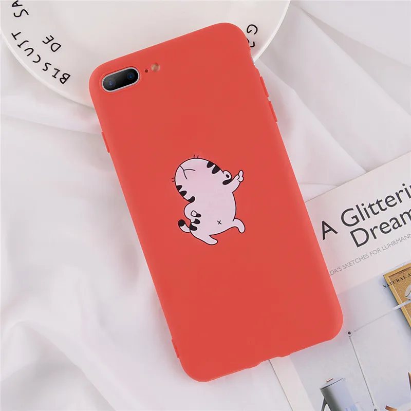KJOEW мультфильм Жираф чехол для телефона для Apple iphone X XS Max XR 6S 6 7 8 Plus милый Lazzy Кот средний палец крышка Мягкий ТПУ чехол s - Цвет: T14
