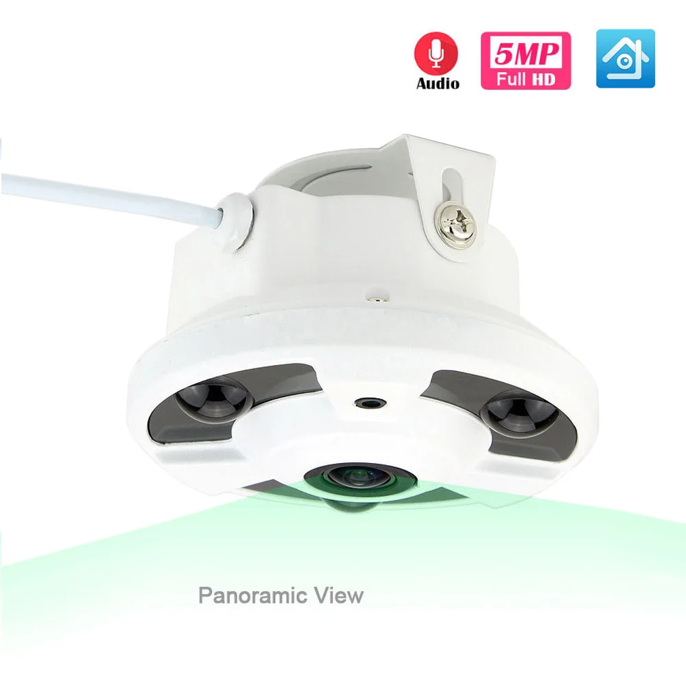 

Панорамная IP камера POE Камера 5MP объектив «рыбий глаз» Широкий формат 5MP 4MP 2MP Hi3516EV100 SONY323 Onvif IP Камера DV12 или 48V POE опционально