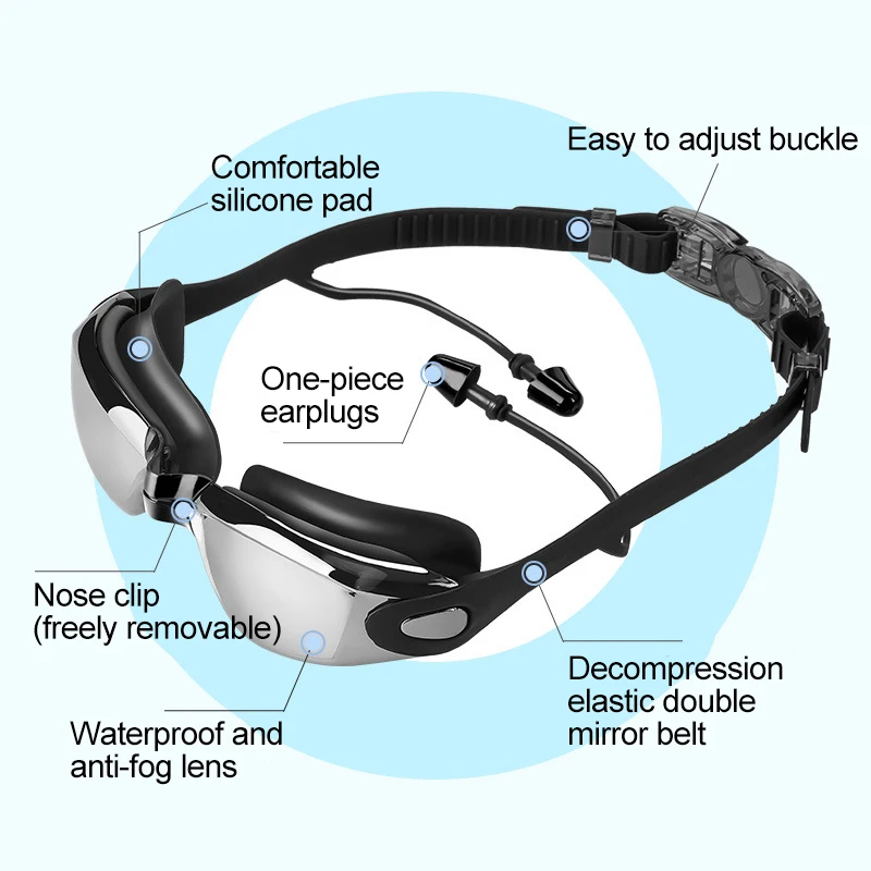 

Очки для плавания при близорукости с заглушкой для ушей профессиональные силиконовые плавательные очки для взрослых очки для бассейна про...