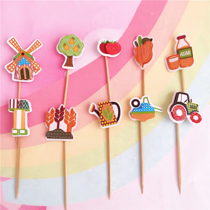 10 шт. динозавр капкейк Топпер мультфильм самолет Деревня Стиль торт Для детей