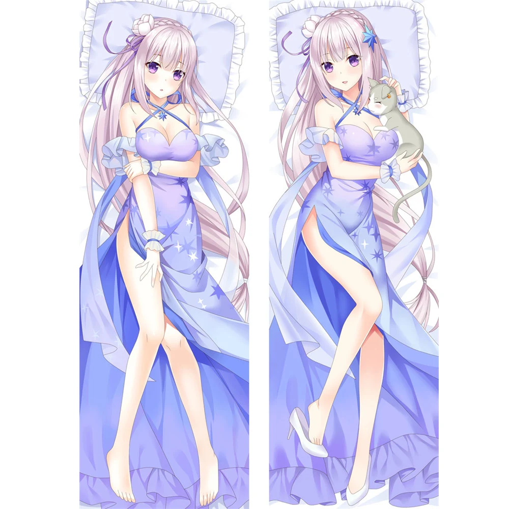 

MGF Pillow Cover Dakimakura Case Re:Zero Starting Life in Another World Emilia Double-Sided Bedding Hugging Body Pillowcase
