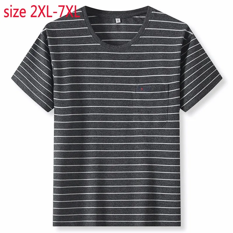 

Мужская футболка с принтом в полоску, с коротким рукавом, с круглым вырезом, лето размера плюс, XL-5XL, 6XL, 7XL