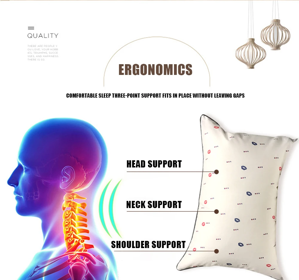 

48x74cm Five star hotel Pillow Core Fashion Print Comfortable Soft Neck Fatigue Relief Sleep Pillows for Bedroom Bedding Cushion