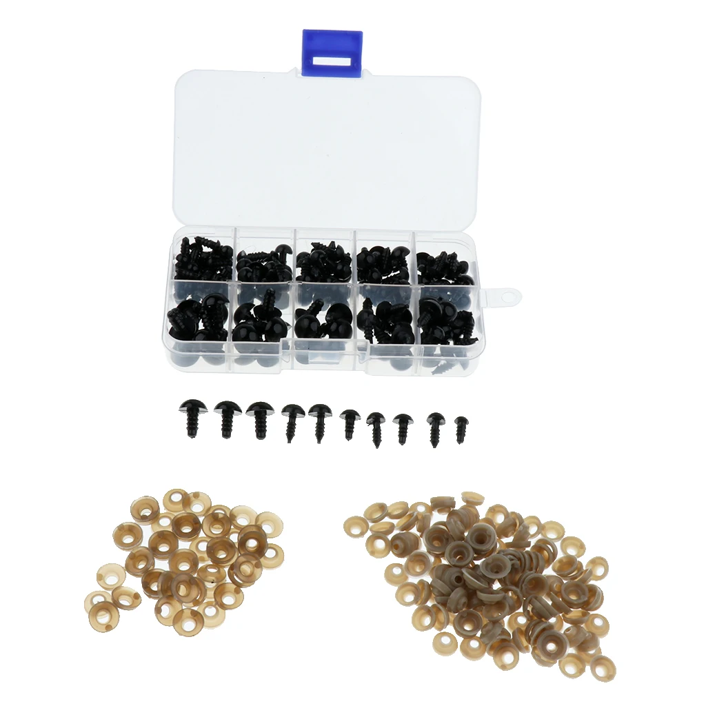 

Глаза черные пластиковые безопасные для Мишки Тедди, 6-12 мм, 140 шт.