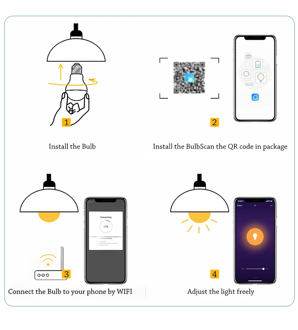 WiFi Лампа 15 Вт Ampoule светодиодный E27 умная лампочка B22 умная ampolleta wifi лампада Alexa Google Assistent Echo управление приложением