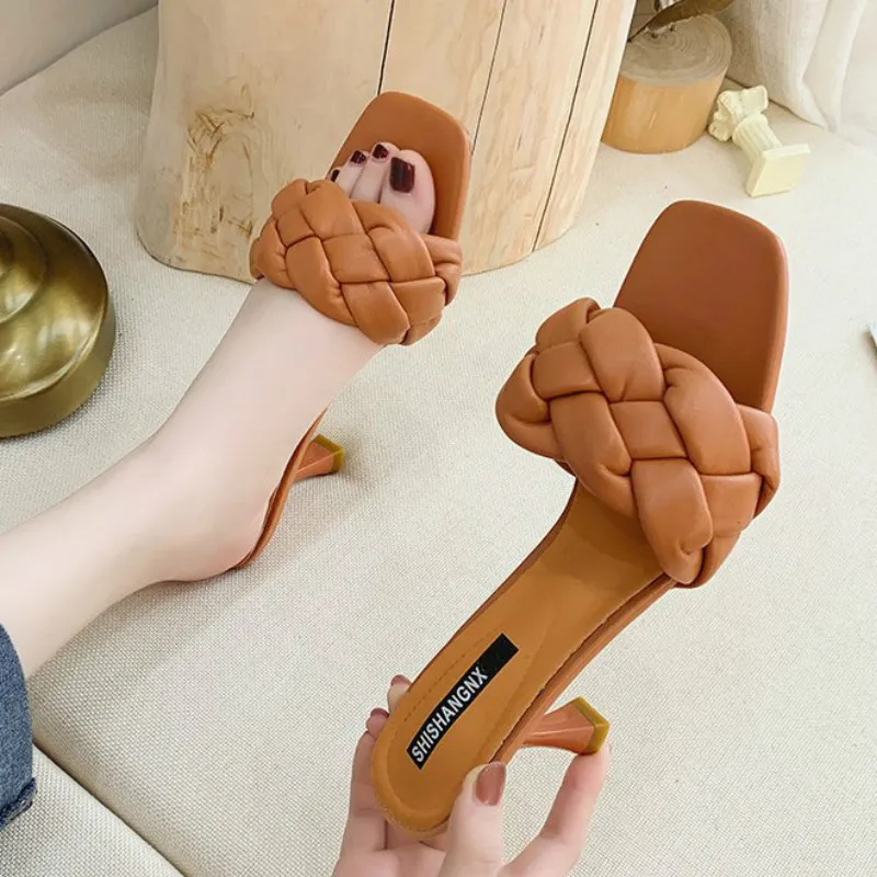 Сандалии и шлепанцы женские на высоком каблуке уличная одежда в Корейском стиле