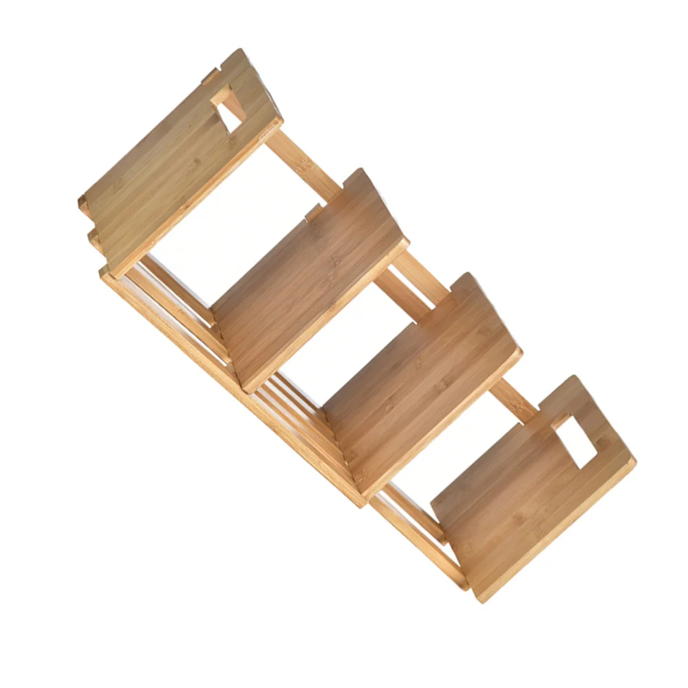 

1pc Retractable Desktop Bookend Home Office Bamboo Book Organizer (Wood Color)