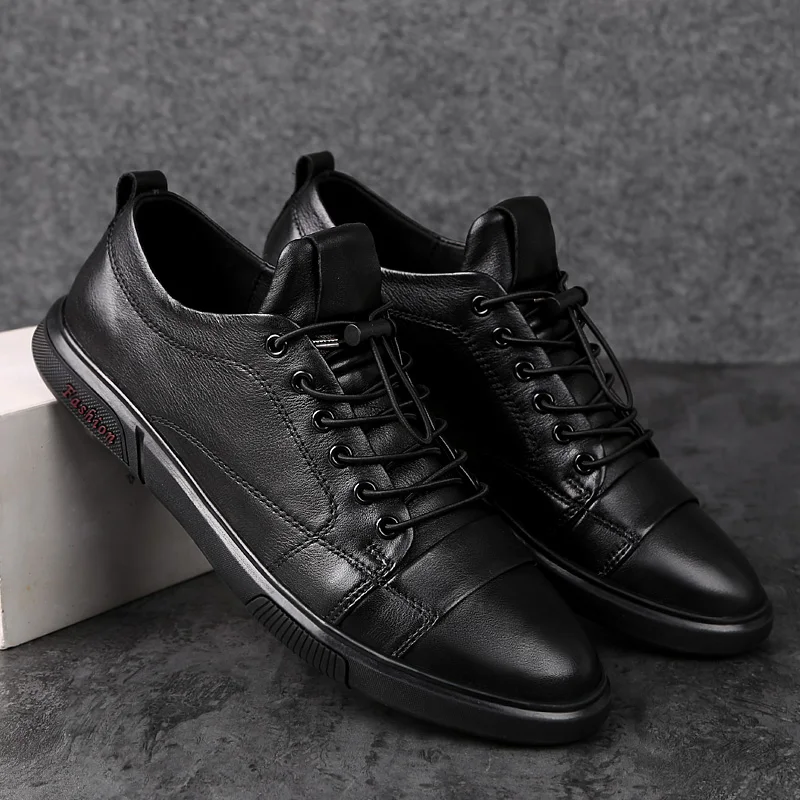 

Classic White Sneakers Men Casual Leather Shoes Male Lace-Up Genuine Leather Flats Fashion Korean Simple Footwear Size 47