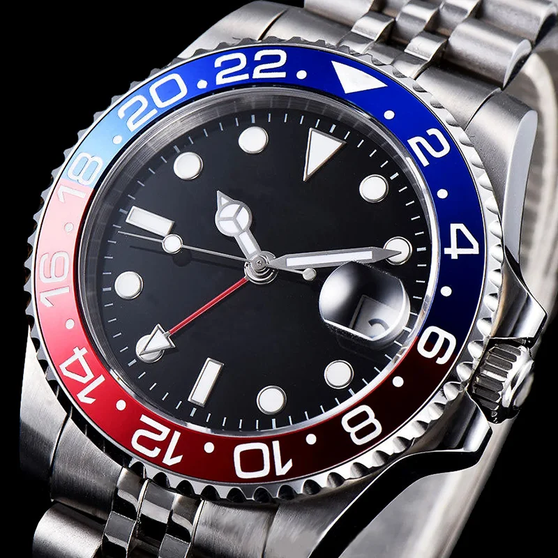 Механические Мужские часы GMT 40 мм сапфировое стекло мужской автоматический