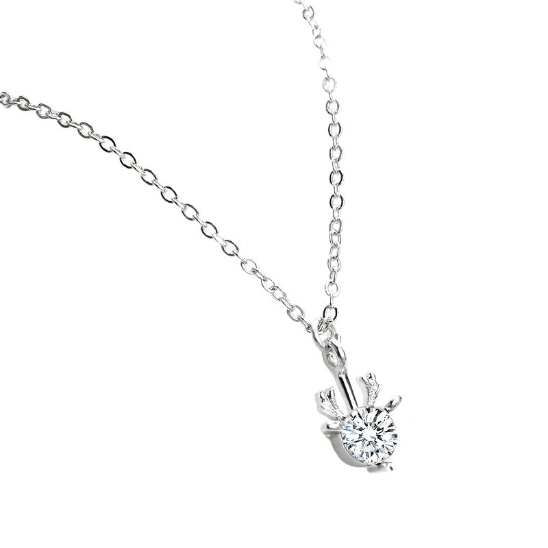

2020 New Fashion Deer Elk Zircon Necklace for Women Silver Color Clavicle Chain Necklace Choker Christmas Jewelry Gift