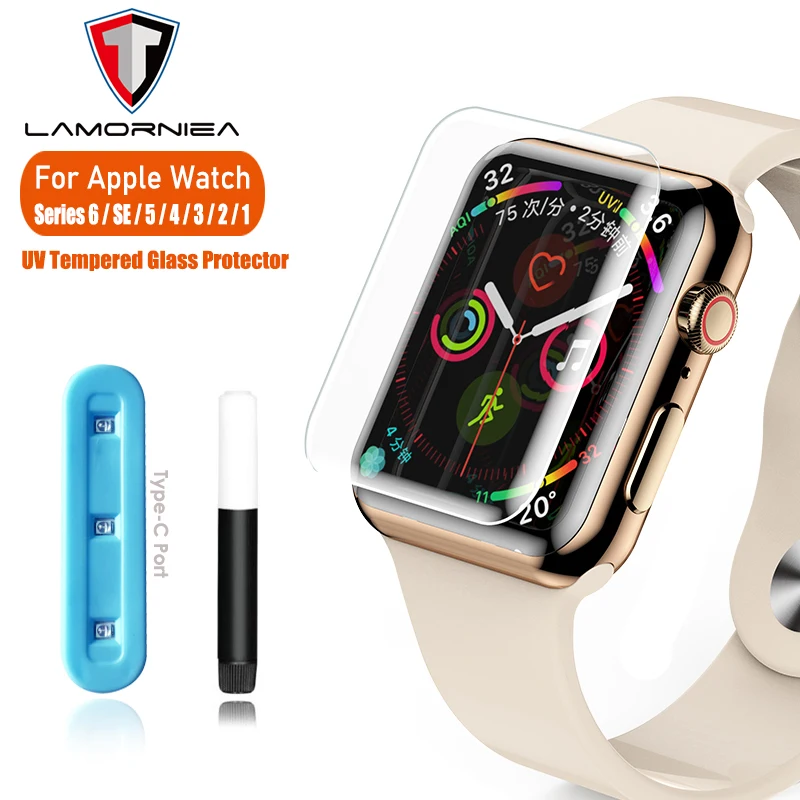 Защитная пленка для Apple Watch Series 6 5 4 3 2 с полным покрытием из жидкого УФ клея iWatch 42 38