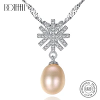doteffil new 925 silver chain water wave chain snowflake pearl necklace pendant natural freshwater pearl jewelry link women gift
