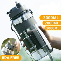 700100020003000ml sports water bottle cup large capacity plastic drinking bottle for water with straw bpa free for men women