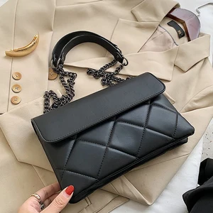 Сумка женская через плечо, из искусственной кожи, трендовая, с цепочкой, 2020